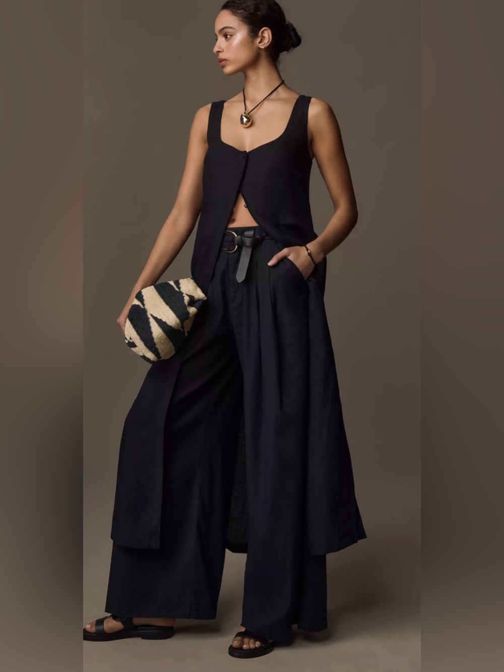 Anthropologie Sleeveless Flyaway Linen Tunic Vest